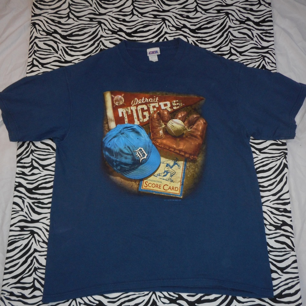 Vintage Style Detroit Tiger Baseball Tee Large